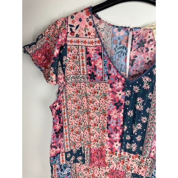 Matilda Jane Wildlife Maxi Dress Pink Teal Floral Boho Patchwork Women's Size XL - Picture 3 of 15